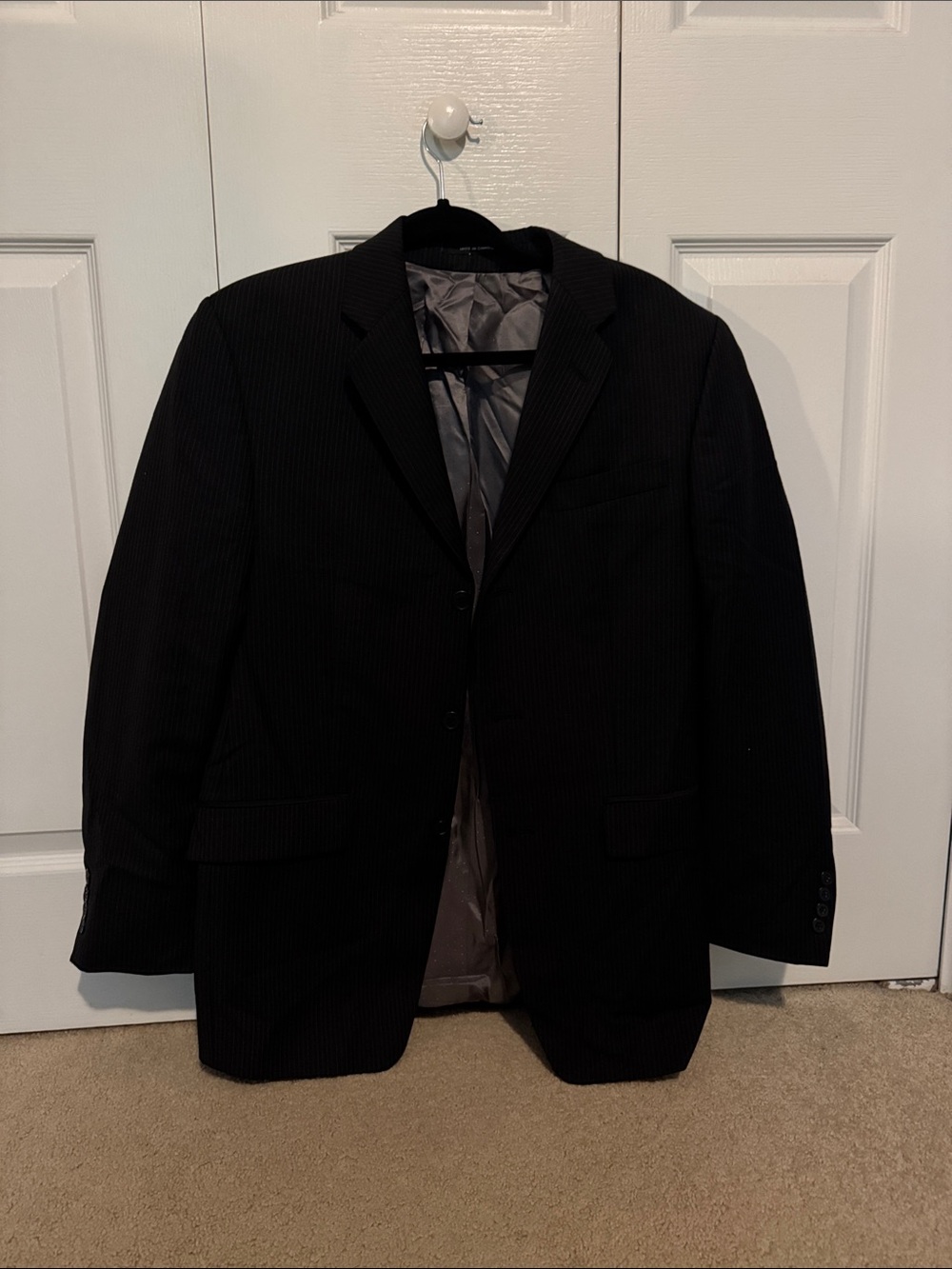 Calvin Klein Men's Black Pinstripe Blazer - Classic Single-Breasted Jacket